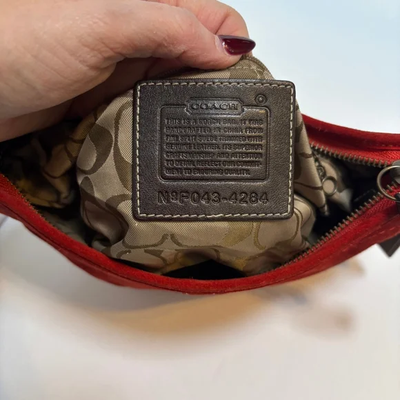 Vintage Coach 4284 Red Suede Soho Hobo Shoulder Bag 2004 Y2K Era Rare Colorway - Picture 10 of 12